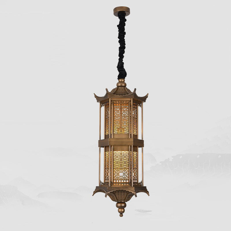 Traditional Chinese Palace Metal 1-Light Pendant Light For Hallway