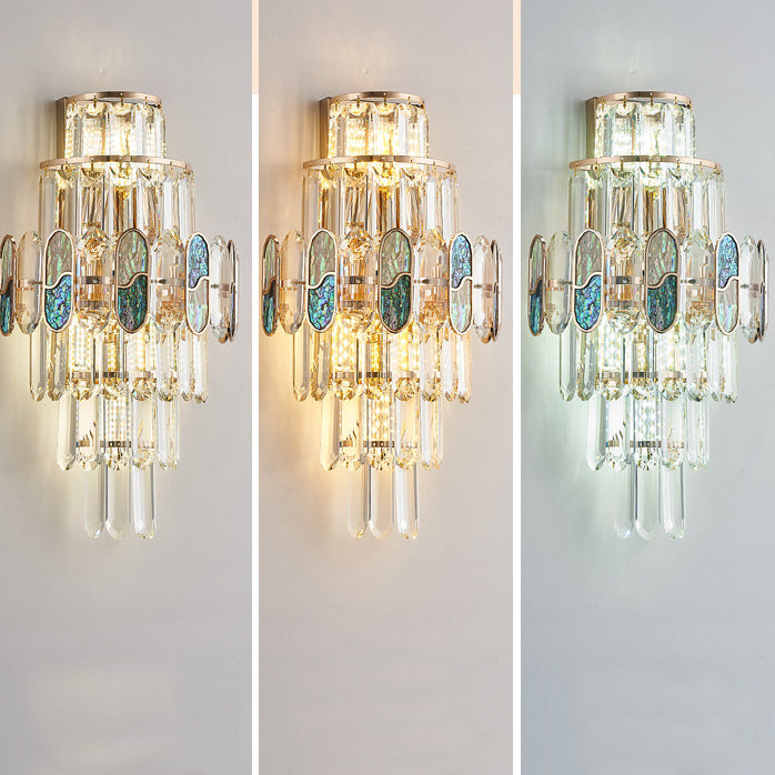Modern Luxury Trapezoid Metal Crystal Aluminum 3/5/8 Light Wall Sconce Lamp For Living Room