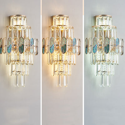 Modern Luxury Trapezoid Metal Crystal Aluminum 3/5/8 Light Wall Sconce Lamp For Living Room