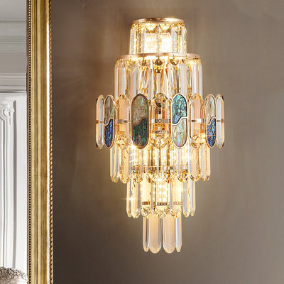 Modern Luxury Trapezoid Metal Crystal Aluminum 3/5/8 Light Wall Sconce Lamp For Living Room