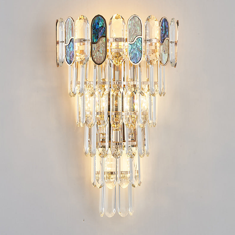 Modern Luxury Trapezoid Metal Crystal Aluminum 3/5/8 Light Wall Sconce Lamp For Living Room