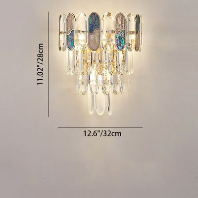 Modern Luxury Trapezoid Metal Crystal Aluminum 3/5/8 Light Wall Sconce Lamp For Living Room