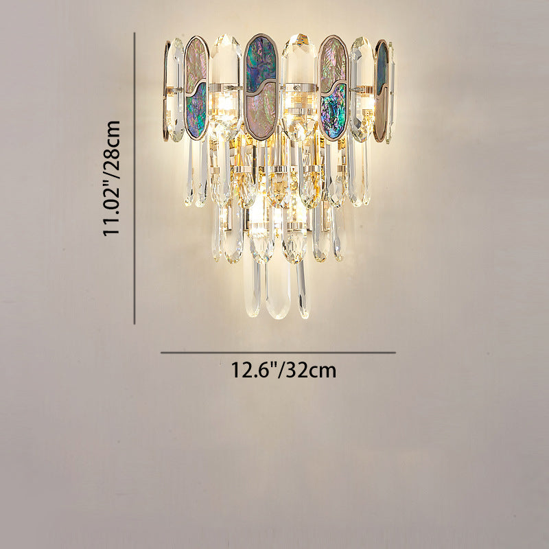 Modern Luxury Trapezoid Metal Crystal Aluminum 3/5/8 Light Wall Sconce Lamp For Living Room