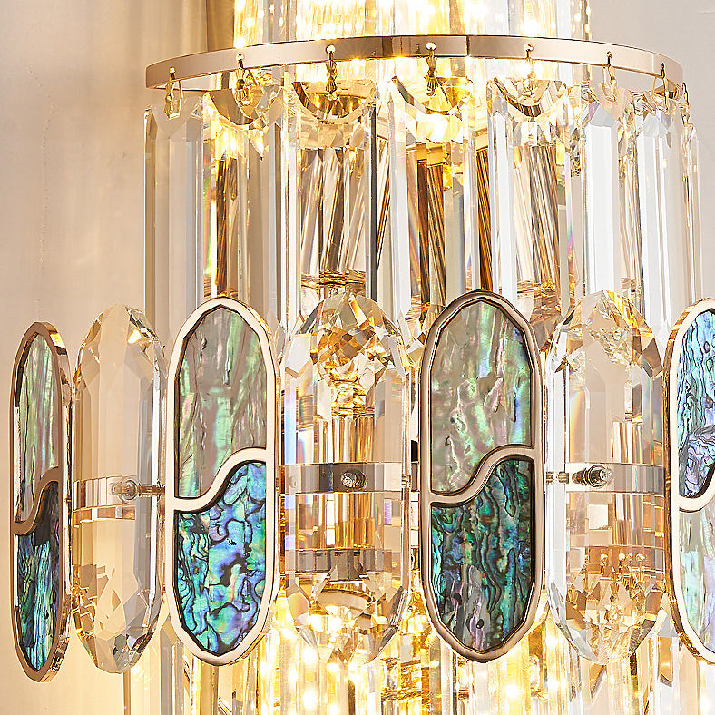 Modern Luxury Trapezoid Metal Crystal Aluminum 3/5/8 Light Wall Sconce Lamp For Living Room