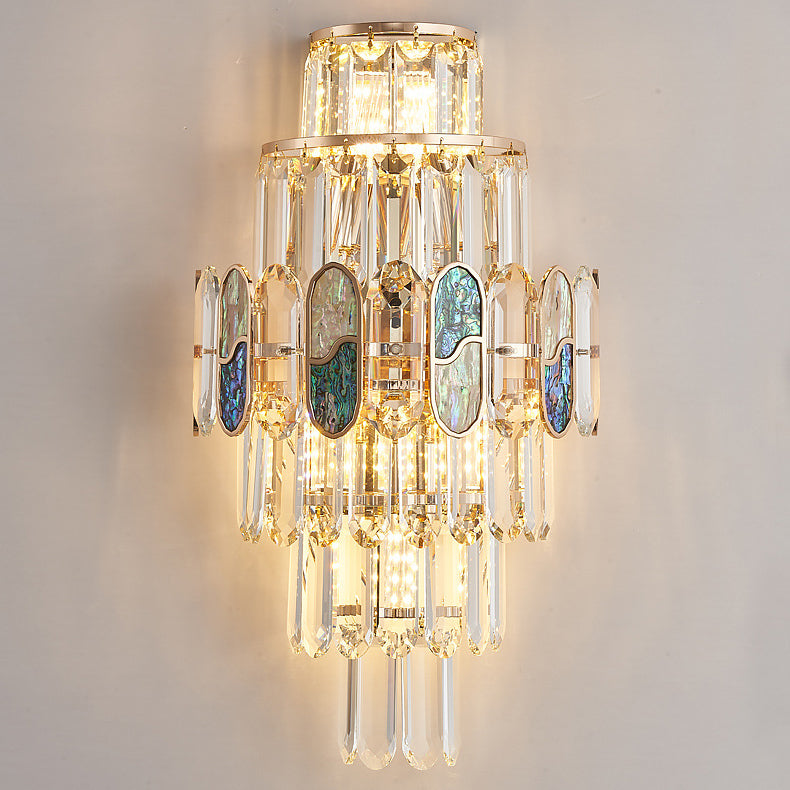 Modern Luxury Trapezoid Metal Crystal Aluminum 3/5/8 Light Wall Sconce Lamp For Living Room