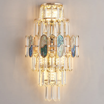 Modern Luxury Trapezoid Metal Crystal Aluminum 3/5/8 Light Wall Sconce Lamp For Living Room