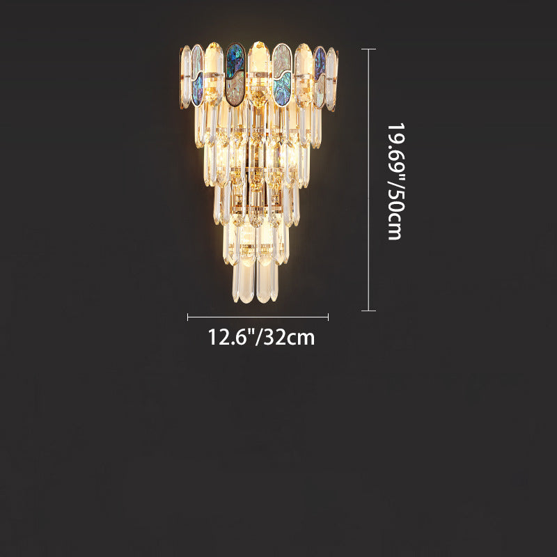 Modern Luxury Trapezoid Metal Crystal Aluminum 3/5/8 Light Wall Sconce Lamp For Living Room