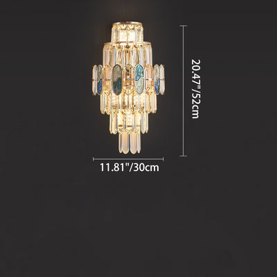 Modern Luxury Trapezoid Metal Crystal Aluminum 3/5/8 Light Wall Sconce Lamp For Living Room