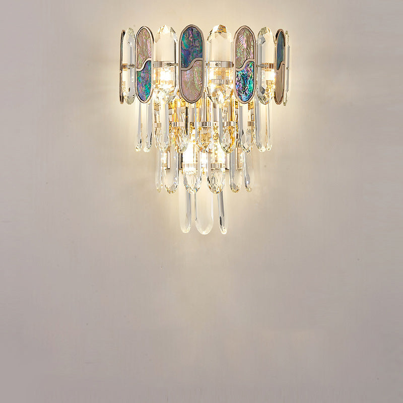 Modern Luxury Trapezoid Metal Crystal Aluminum 3/5/8 Light Wall Sconce Lamp For Living Room