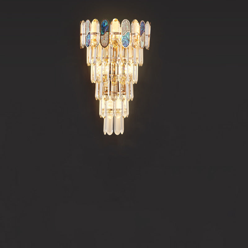 Modern Luxury Trapezoid Metal Crystal Aluminum 3/5/8 Light Wall Sconce Lamp For Living Room