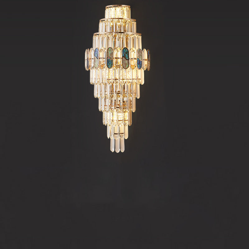 Modern Luxury Trapezoid Metal Crystal Aluminum 3/5/8 Light Wall Sconce Lamp For Living Room