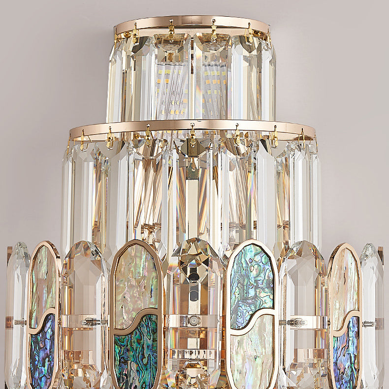 Modern Luxury Trapezoid Metal Crystal Aluminum 3/5/8 Light Wall Sconce Lamp For Living Room