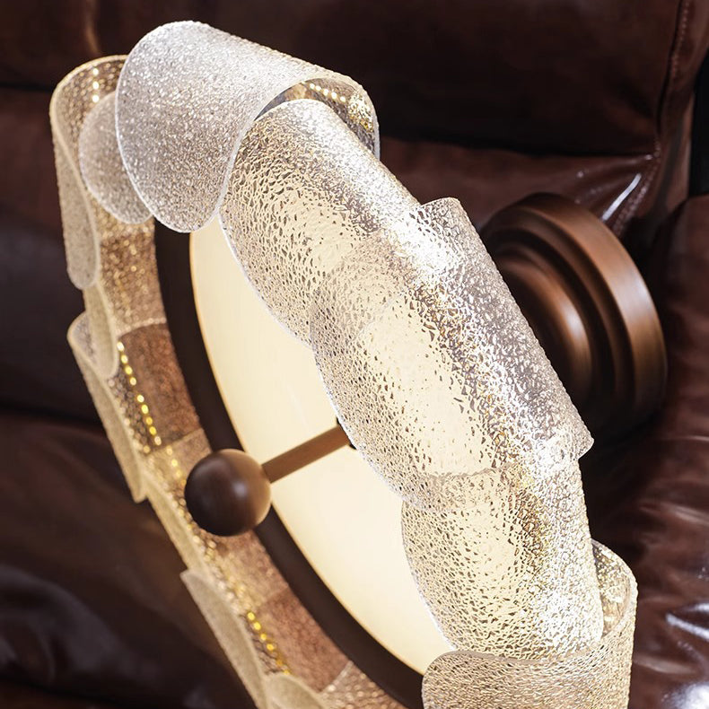 Plafonnier semi-encastré LED en verre et fer rond vintage traditionnel pour chambre à coucher 