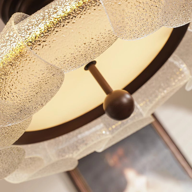 Plafonnier semi-encastré LED en verre et fer rond vintage traditionnel pour chambre à coucher 