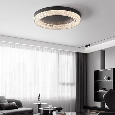 Modern Simplicity Round Metal Resin LED Flush Mount Ceiling Light For Bedroom