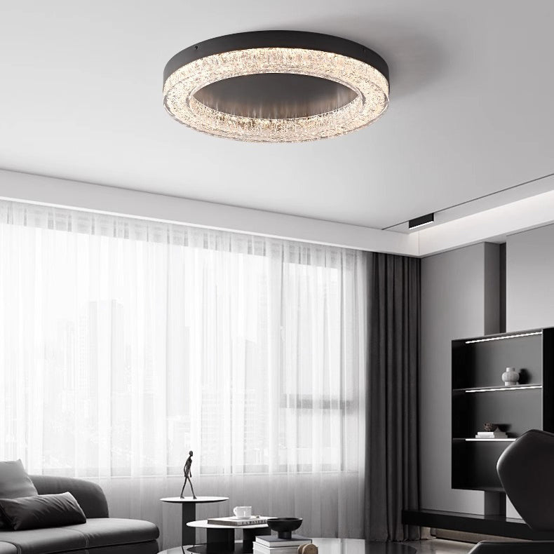 Modern Simplicity Round Metal Resin LED Flush Mount Ceiling Light For Bedroom