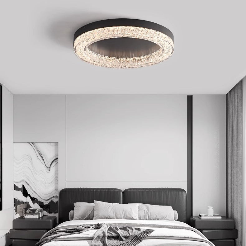 Modern Simplicity Round Metal Resin LED Flush Mount Ceiling Light For Bedroom