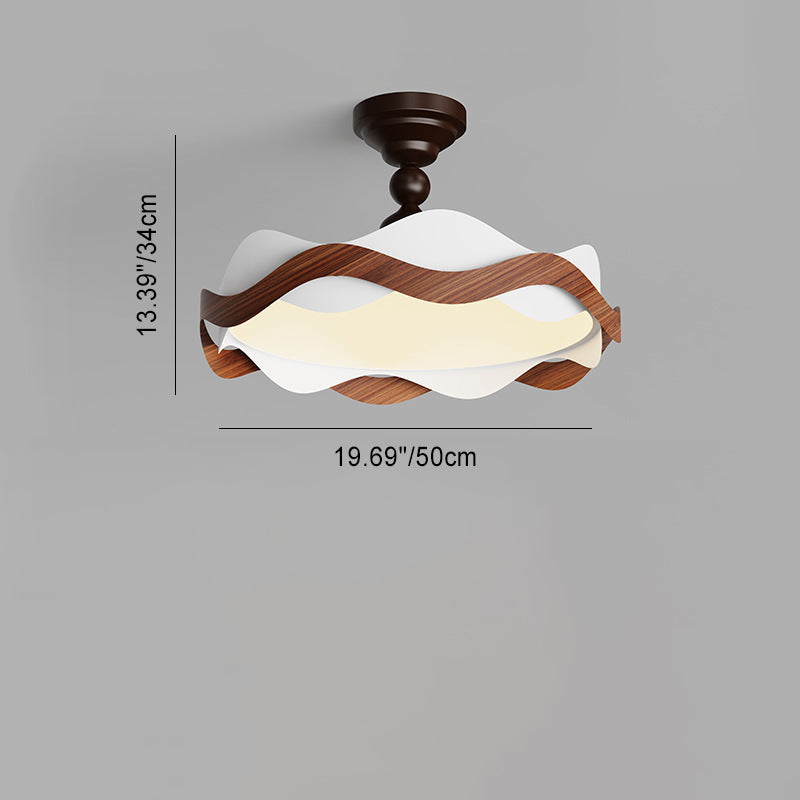 Plafonnier semi-encastré LED rond en fer acrylique vintage traditionnel pour chambre 