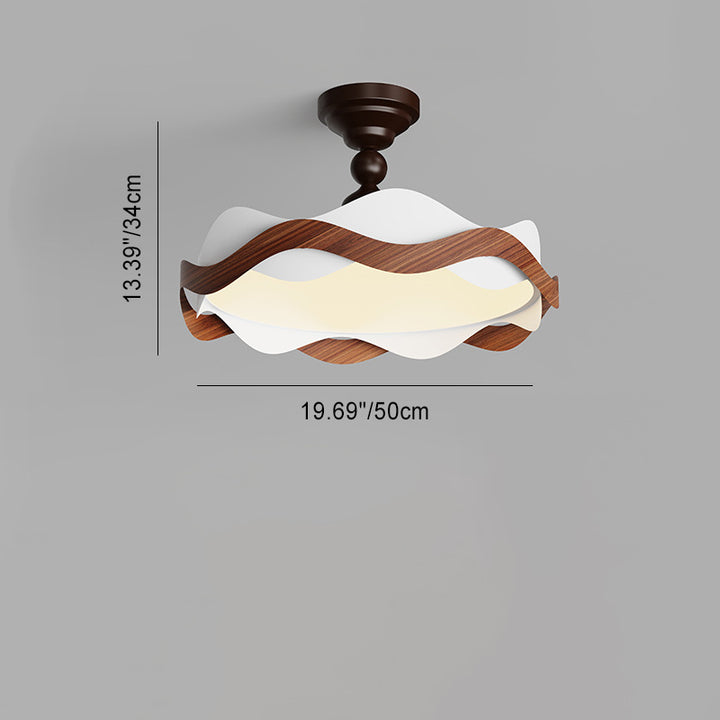Plafonnier semi-encastré LED rond en fer acrylique vintage traditionnel pour chambre 
