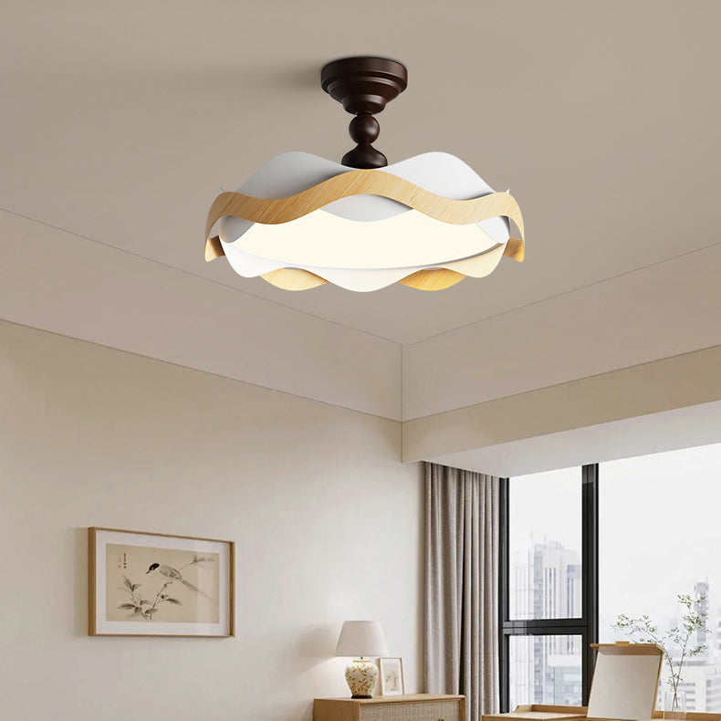 Plafonnier semi-encastré LED rond en fer acrylique vintage traditionnel pour chambre 