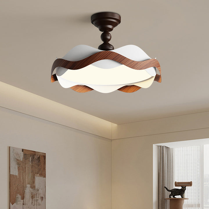 Plafonnier semi-encastré LED rond en fer acrylique vintage traditionnel pour chambre 