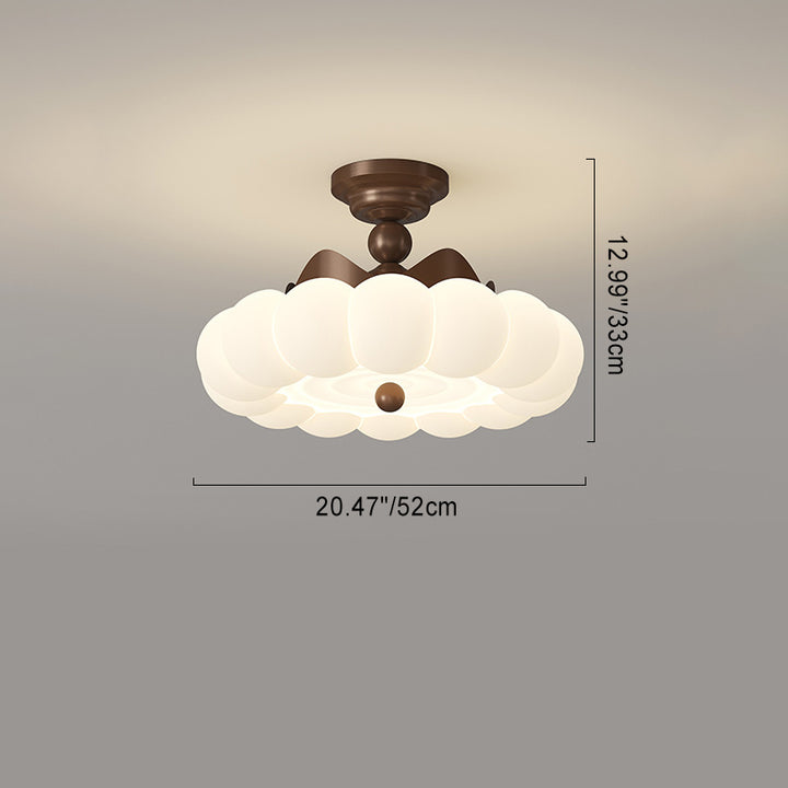 Contemporary Creative Crown Round Iron PE LED Semi-Flush Mount Ceiling Light For Bedroom