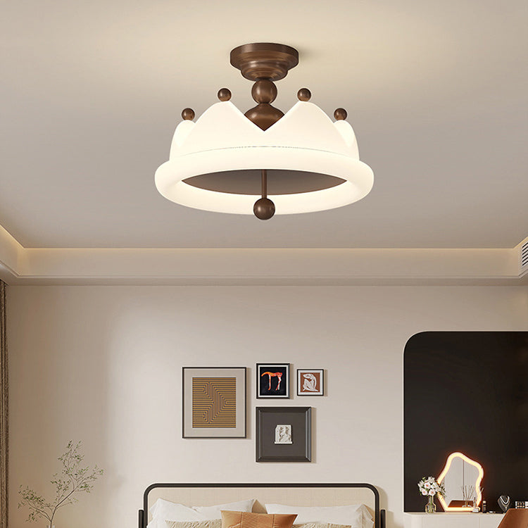 Zeitgenössische Kreative Krone Runde Eisen PE LED Halbeinbau-Deckenleuchte Für Schlafzimmer 