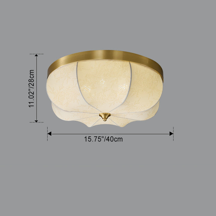Luz de techo empotrada LED de tela de cobre con cúpula francesa tradicional para dormitorio 