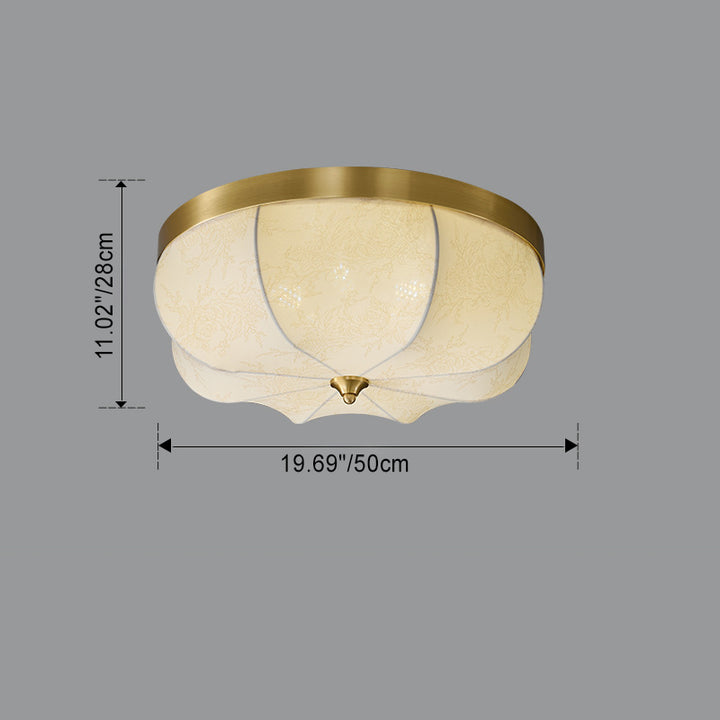 Luz de techo empotrada LED de tela de cobre con cúpula francesa tradicional para dormitorio 