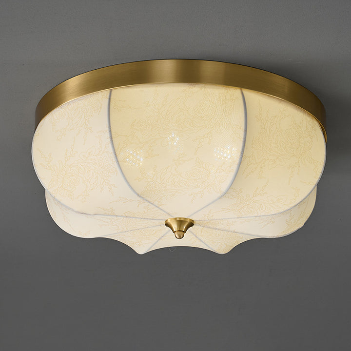 Luz de techo empotrada LED de tela de cobre con cúpula francesa tradicional para dormitorio 