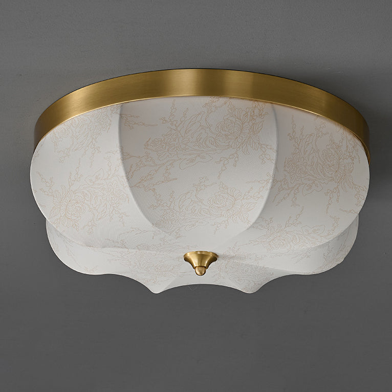 Luz de techo empotrada LED de tela de cobre con cúpula francesa tradicional para dormitorio 