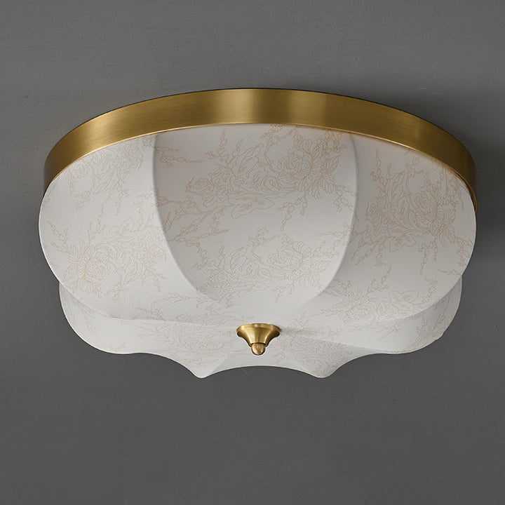 Luz de techo empotrada LED de tela de cobre con cúpula francesa tradicional para dormitorio 