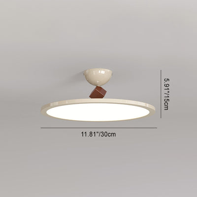 Plafonnier semi-encastré LED en fer PC rond soucoupe volante de simplicité moderne pour chambre 