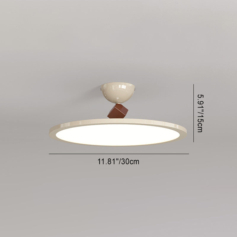 Plafonnier semi-encastré LED en fer PC rond soucoupe volante de simplicité moderne pour chambre 
