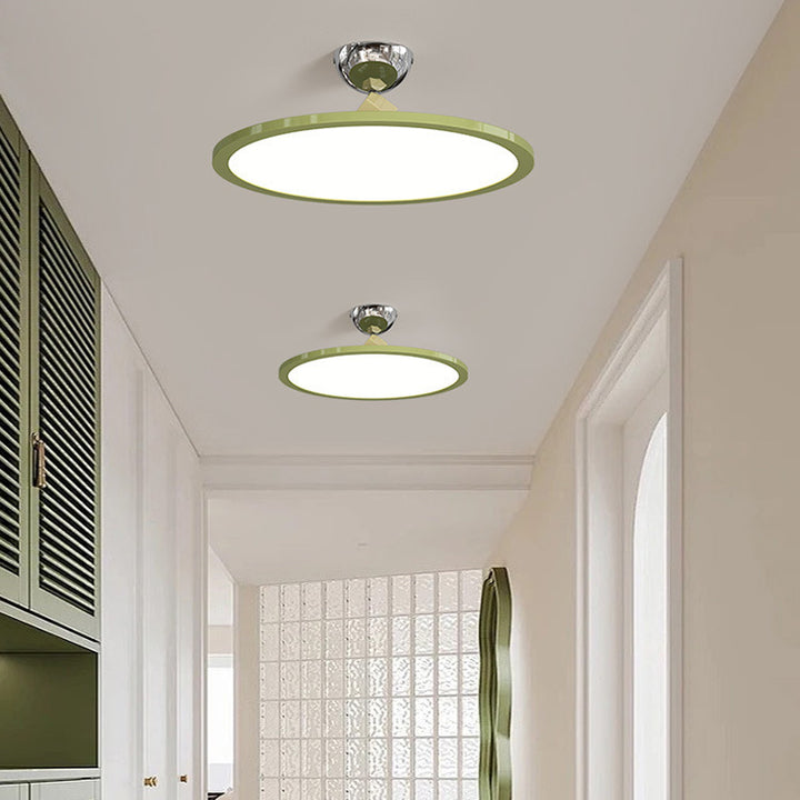 Modern Simplicity Flying Saucer Round Iron PC LED Semi-Flush Mount Ceiling Light For Bedroom