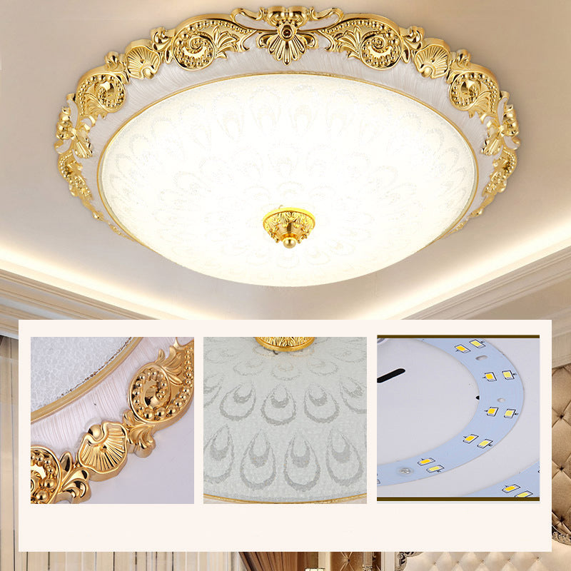 Luz de techo LED empotrada de vidrio ABS redonda tradicional europea para dormitorio 