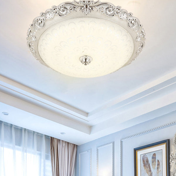 Luz de techo LED empotrada de vidrio ABS redonda tradicional europea para dormitorio 