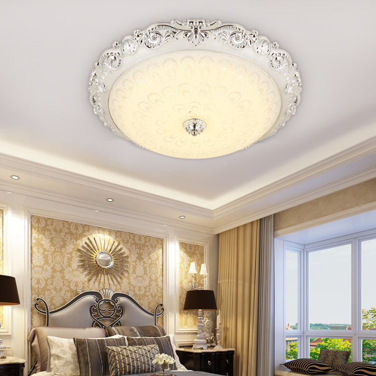 Luz de techo LED empotrada de vidrio ABS redonda tradicional europea para dormitorio 