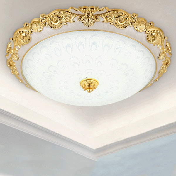 Luz de techo LED empotrada de vidrio ABS redonda tradicional europea para dormitorio 