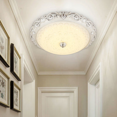 Luz de techo LED empotrada de vidrio ABS redonda tradicional europea para dormitorio 