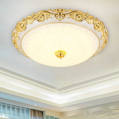 Luz de techo LED empotrada de vidrio ABS redonda tradicional europea para dormitorio 
