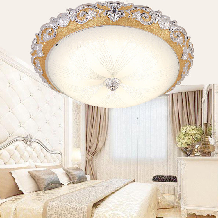 Luz de techo LED empotrada de vidrio ABS redonda tradicional europea para dormitorio 