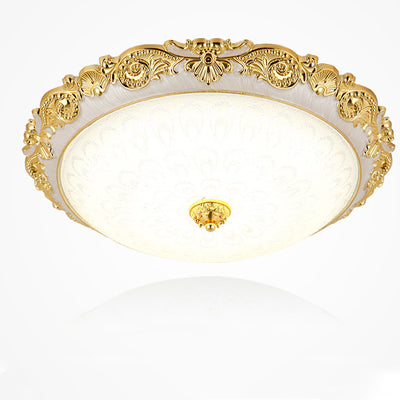 Luz de techo LED empotrada de vidrio ABS redonda tradicional europea para dormitorio 