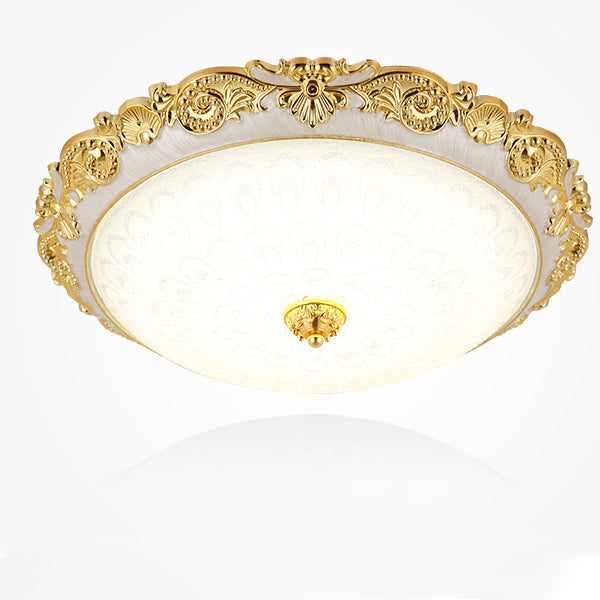 Luz de techo LED empotrada de vidrio ABS redonda tradicional europea para dormitorio 