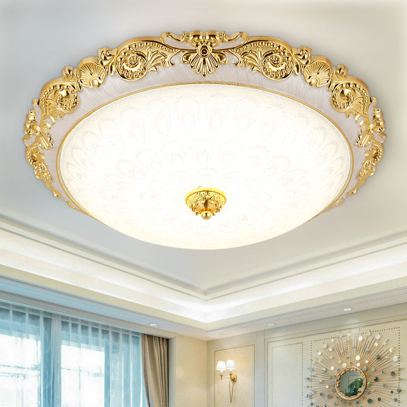 Luz de techo LED empotrada de vidrio ABS redonda tradicional europea para dormitorio 