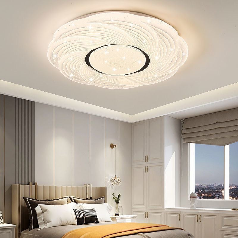 Plafonnier LED en acrylique avec montage affleurant en fer créatif contemporain pour chambre 