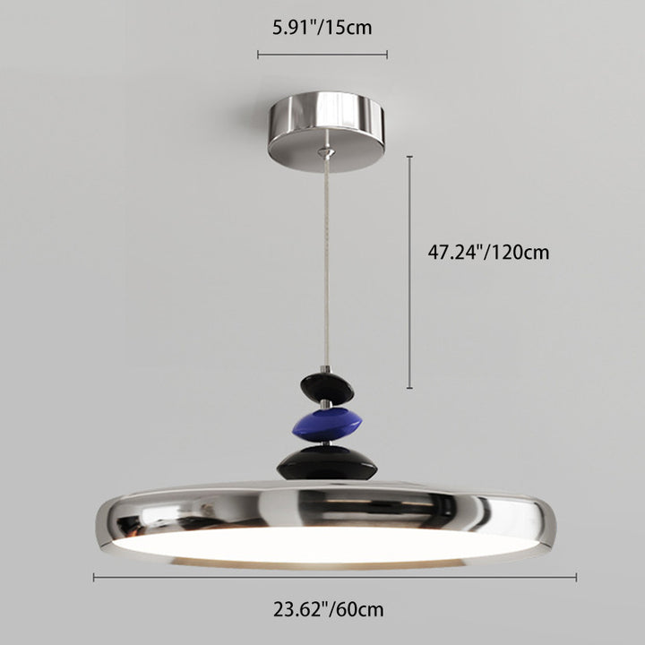 Modern Simplicity Flying Saucer Round Aluminum Acrylic LED Pendant Light For Living Room