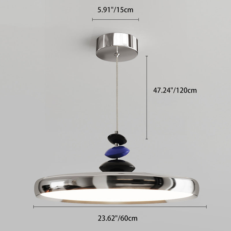 Modern Simplicity Flying Saucer Round Aluminum Acrylic LED Pendant Light For Living Room