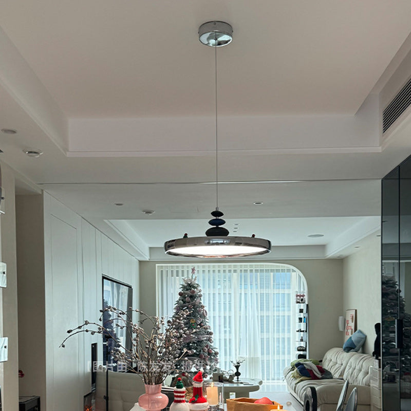 Modern Simplicity Flying Saucer Round Aluminum Acrylic LED Pendant Light For Living Room