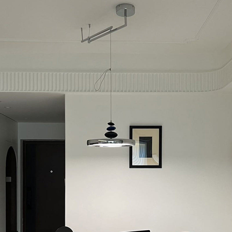 Modern Simplicity Flying Saucer Round Aluminum Acrylic LED Pendant Light For Living Room